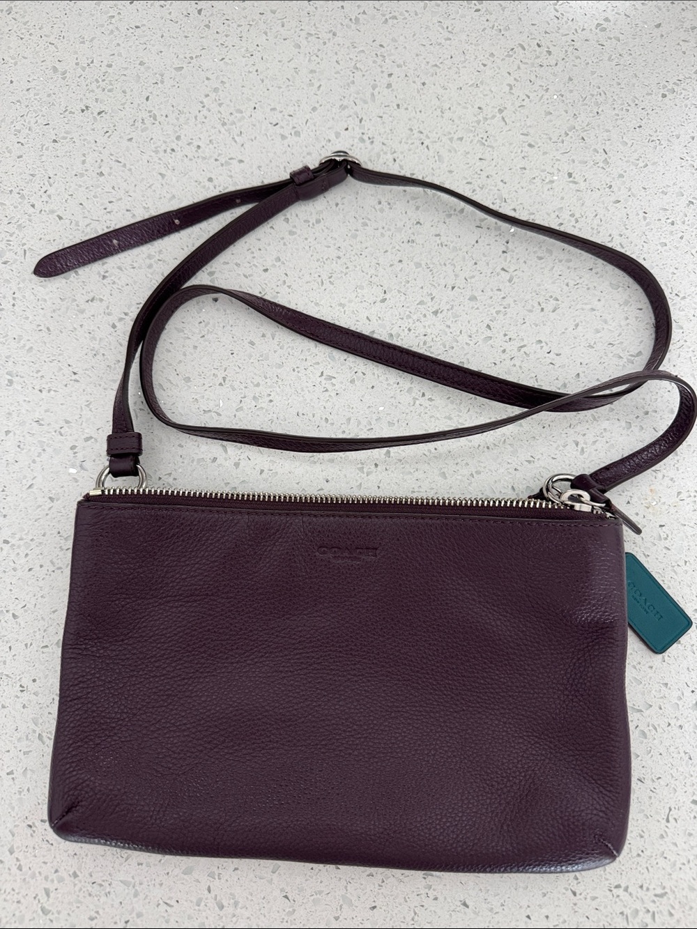 Coach Pebbled Leather Crossbody in Plum